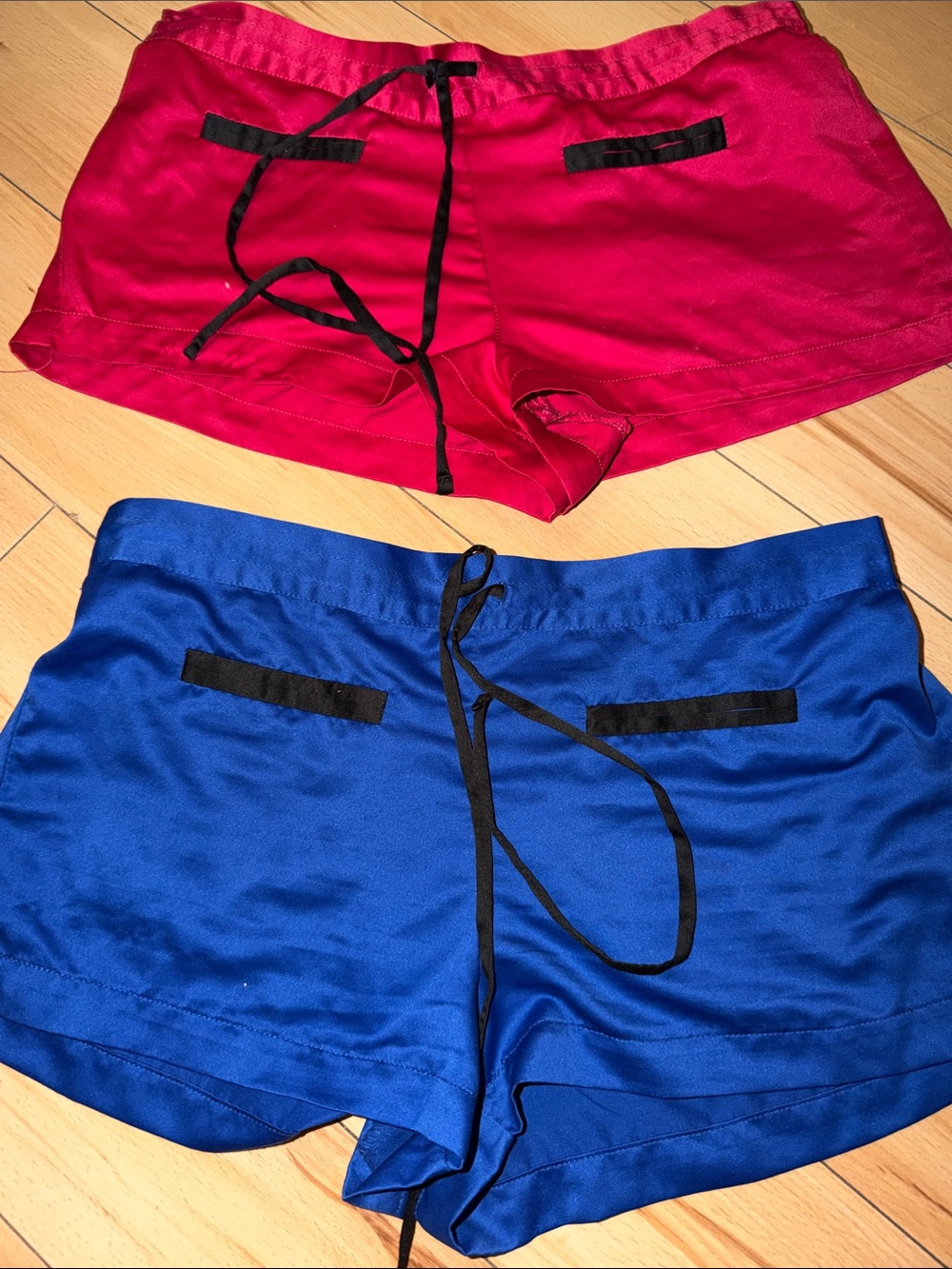 Jacob Women's Satin Lounge Shorts in hot pink and Blue